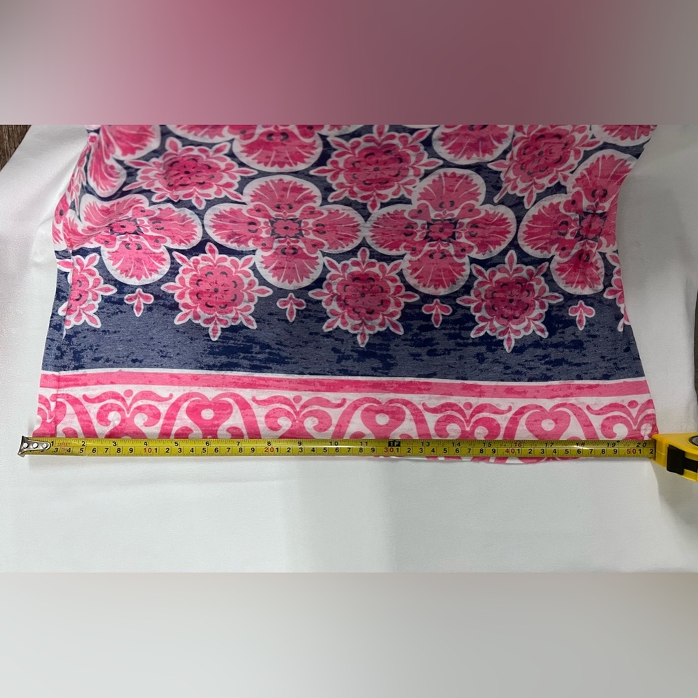 Before & Again Floral Print Short Sleeve Graphic Shirt Pink Large - Picture 10 of 10